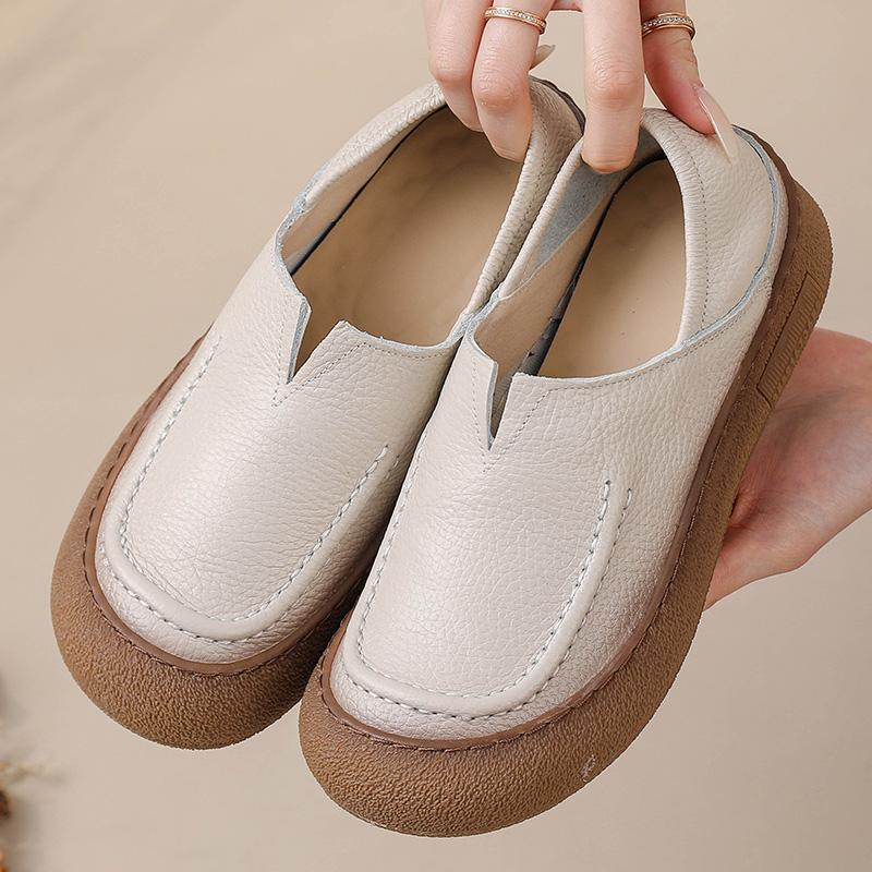 Новые туфли из коровьей кожи с V-образным вырезом для женщин, роскошные балетки с широким носком, женские винтажные римские туфли без застежек, мокасины высшего качества