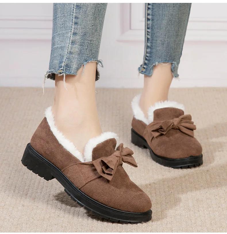 2024 Новые Зимние Утепленные Теплые Нескользящие Хлопковые Туфли с Неглубоким Вырезом Повседневные Простые Женские Туфли