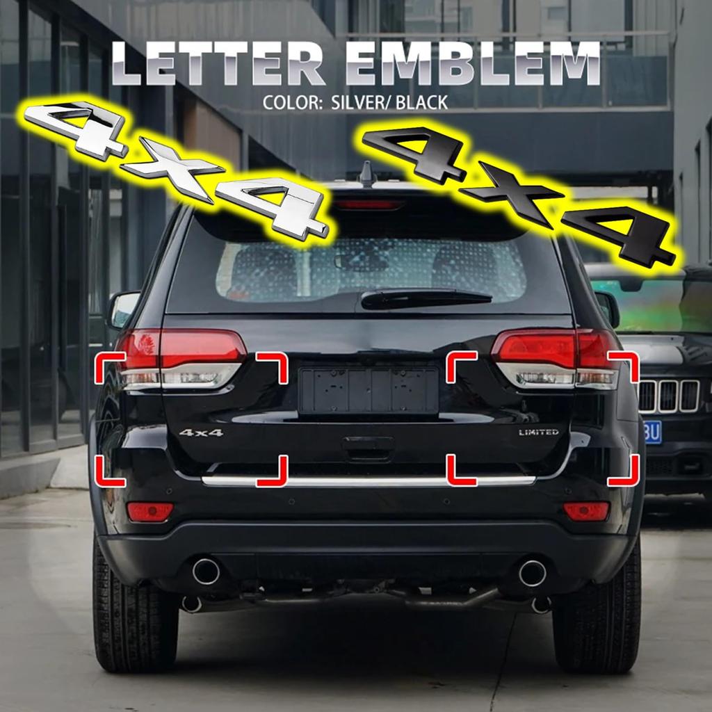 NOELAMOUR Car Emblem Sticker 4x4 Set of 2 3D 3D 3D 4wd Stylish Decal (Black)