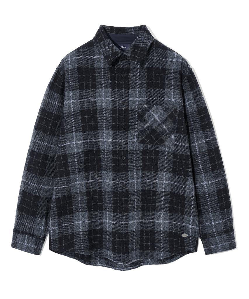 YALE Рубашка из чистой шерсти Harris Tweed Темно-синяя