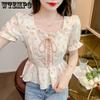 Модные и универсальные женские топы с объемными рукавами, летние тонкие и тонкие рубашки с рюшами и завязками