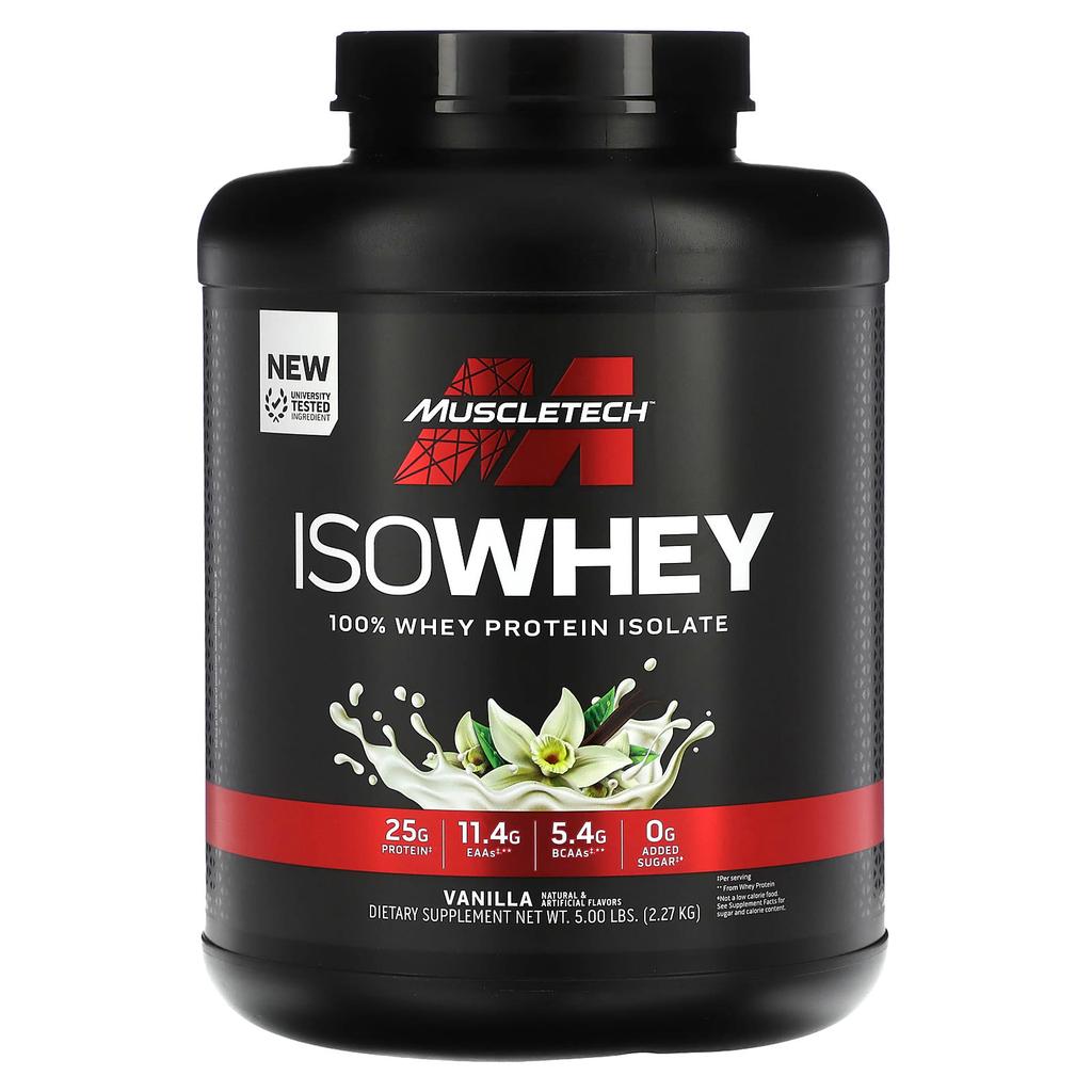 Muscletech IsoWhey, 100% Whey Protein Isolate, Vanilla, 5 Lbs (2.27 Kg)