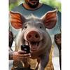Забавные мультяшные мужские футболки с 3D-принтом Ai Pig, повседневные футболки с коротким рукавом, модная уличная одежда, футболки с круглым вырезом