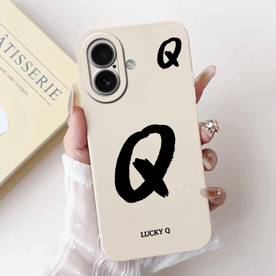 For iPhone 17 17Air Lucky Initial Letter Phone Case For iPhone17 17 Air Soft Silicone Shockproof Cases Bumpers