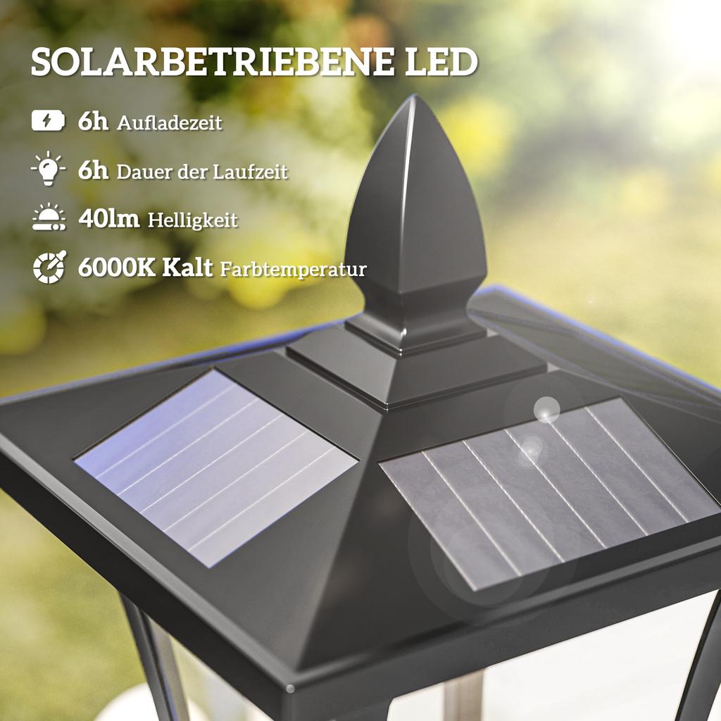 Outdoor Garden Solar Post Lamp Sensor Dimmable LED Lantern Bollard Pathway 1.6M Tall, Black