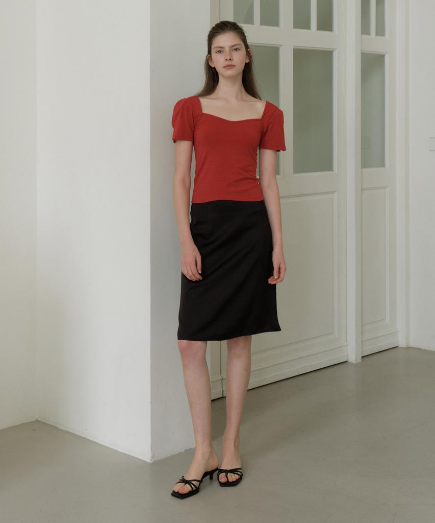 Riorg Gir Satin Midi Skirt Black