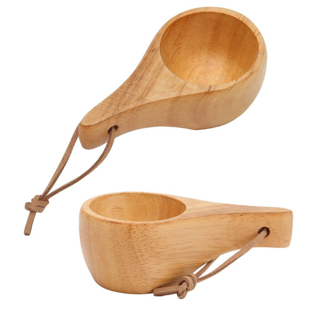 Rubberwood Wooden Drinking Cup 30ml/1oz Capacity Portable Wood Mug Wooden Coffee Cup Parties
