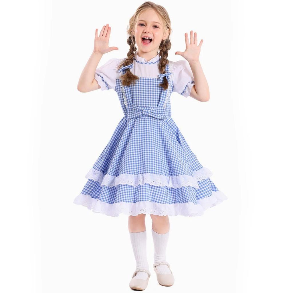 Wizard of Oz Dorothy Cosplay Costume, Kids Opera Stage Role Play Performance Outfit