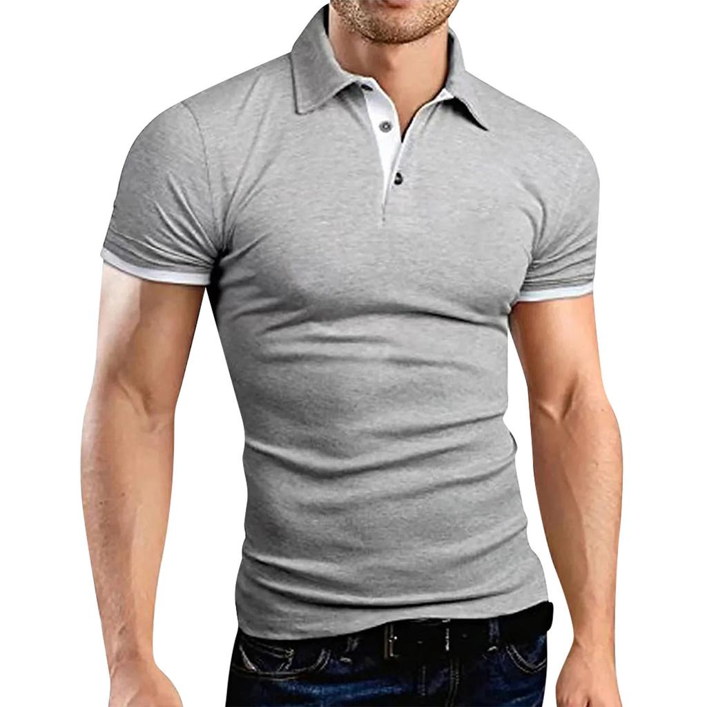 Мужская рубашка для гольфа, повседневная спортивная, с V-образным вырезом, ребристый воротник, с коротким рукавом, модная, повседневная, однотонная, однотонная, весна-лето, стандартная посадка