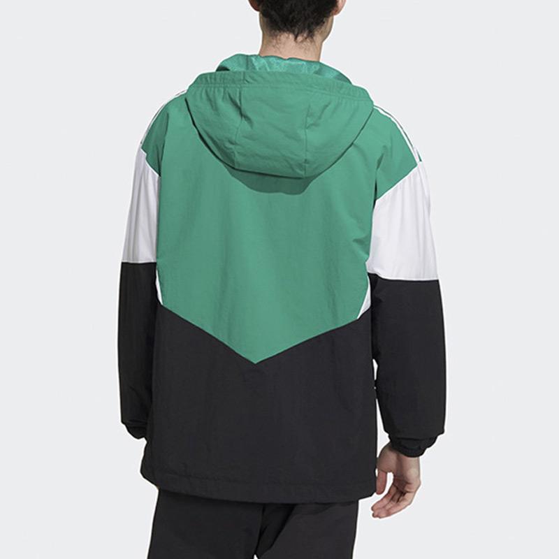 Adidas NEO Color-Block Полосатая спортивная повседневная куртка с капюшоном Мужская куртка Зеленая HM2004