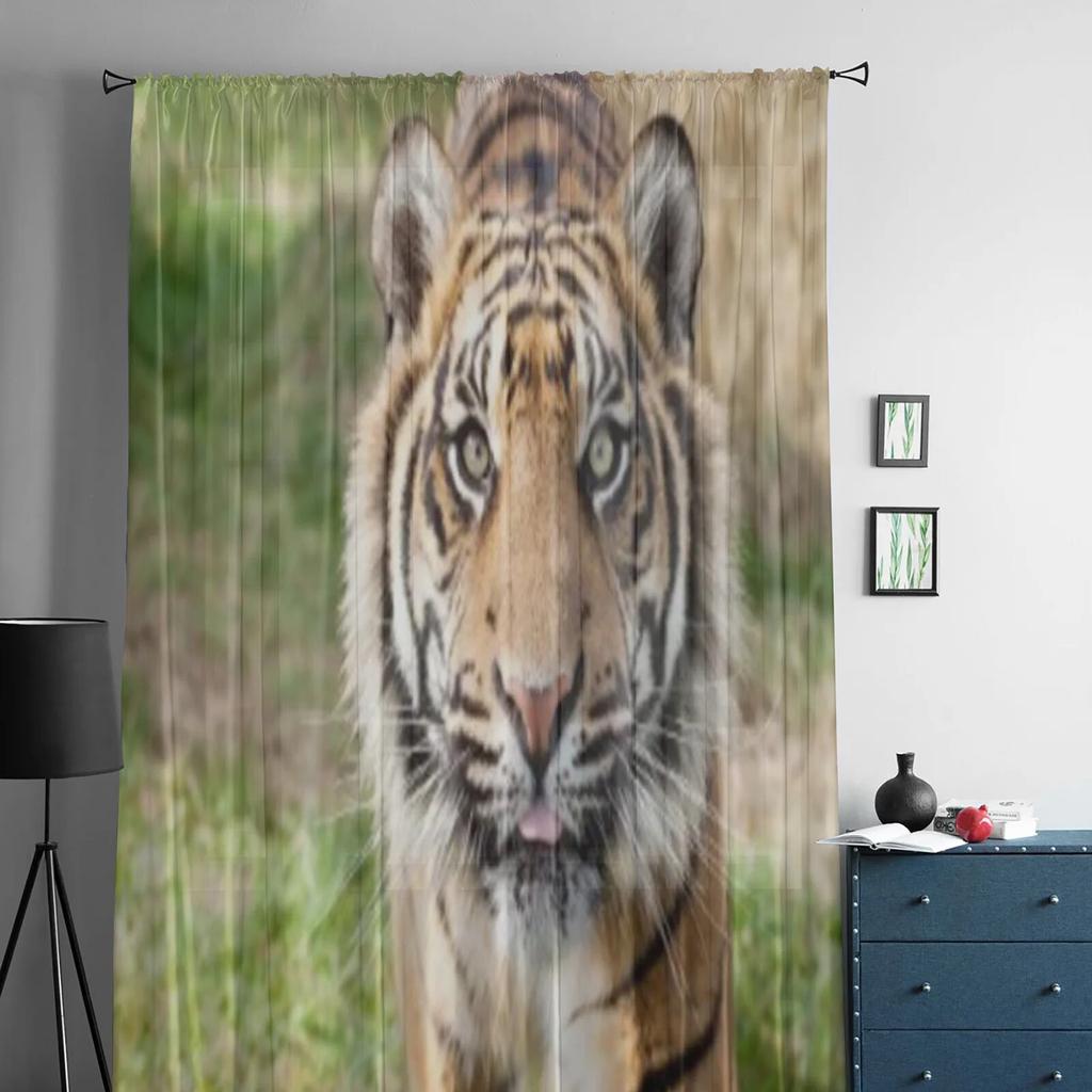 Крупный план головы Суматранский тигр Panthera Tigris Sumatrae Тюль прозрачные шторы для декора гостиной вуаль занавеска из органзы