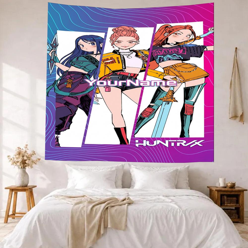 Demon Hunter Girls Custom Your Name Wall Decor Tapestry Art For Pet Memorial Birthdaywedding Party Backdrop Family Gift