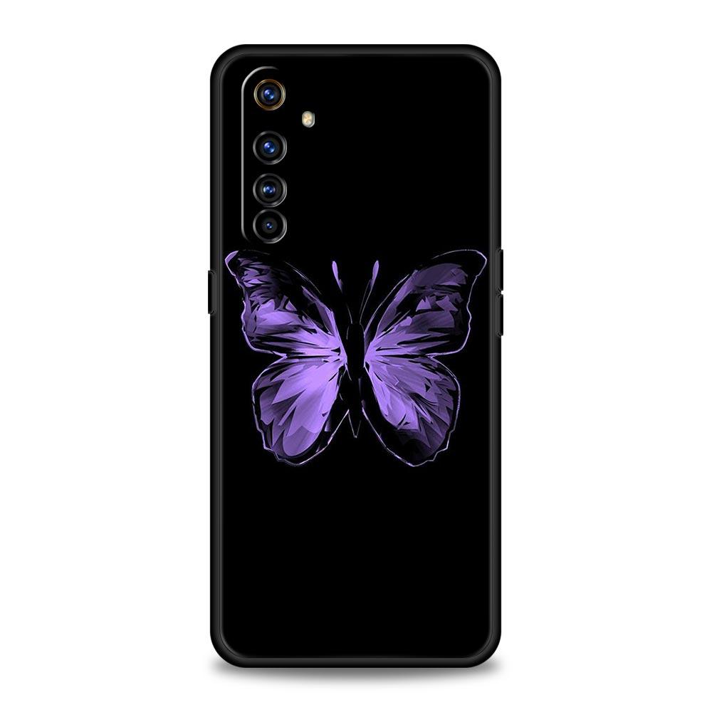 butterfly Phone Case For Realme 10 9 8 5G 7 6 GT2 Pro Plus 9i 8i C21 C11 C25 C35 GT Neo 2 3 3T Soft Silicone Black Cover Coque