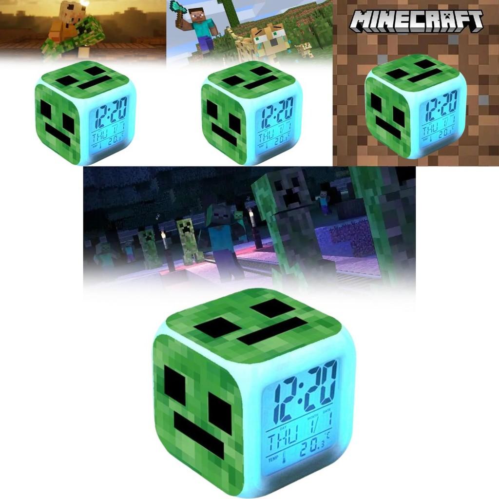 Мультяшный светодиодный будильник Minecraft с ночником и цифровым дисплеем для студентов