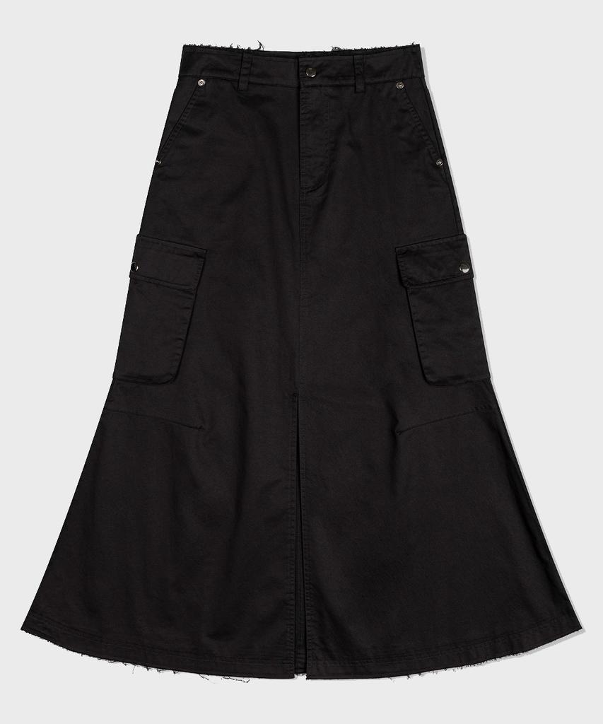 Pallet Long Cargo Shirred Skirt Black