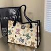 Модная новая большая вместительная сумка-тоут на плечо, холщовая сумка с креативным принтом медведя, милая сумочка