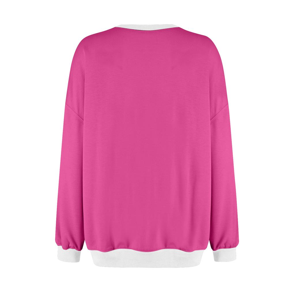 Женская толстовка большого размера с цветными блоками, толстовки с длинным рукавом, рубашка с круглым вырезом, осенний пуловер, топ, модная одежда