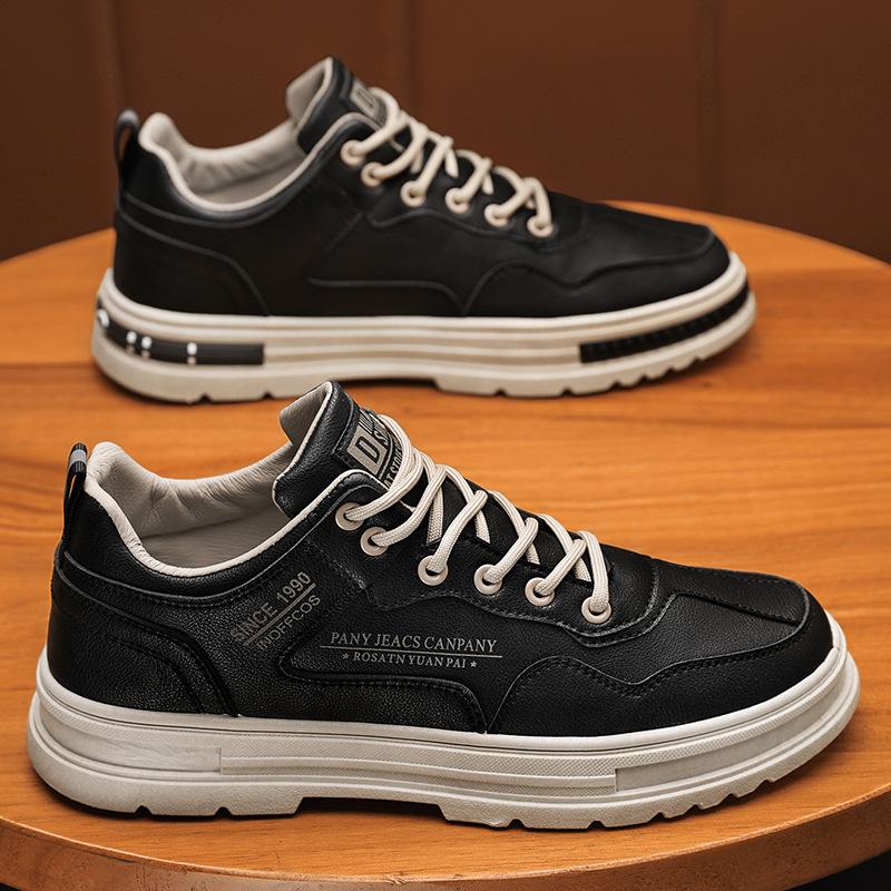 Весна 2025 новая кожаная обувь Мартин на толстой подошве с увеличением высоты, модная, универсальная, молодежная, для повседневной носки, спортивная и для отдыха, мужская обувь