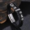 Punk Stainless Steel Metal Clasp Men Jewelry Two Layers Genuine Leather Bracelet Black Charms HipHop Bracelet