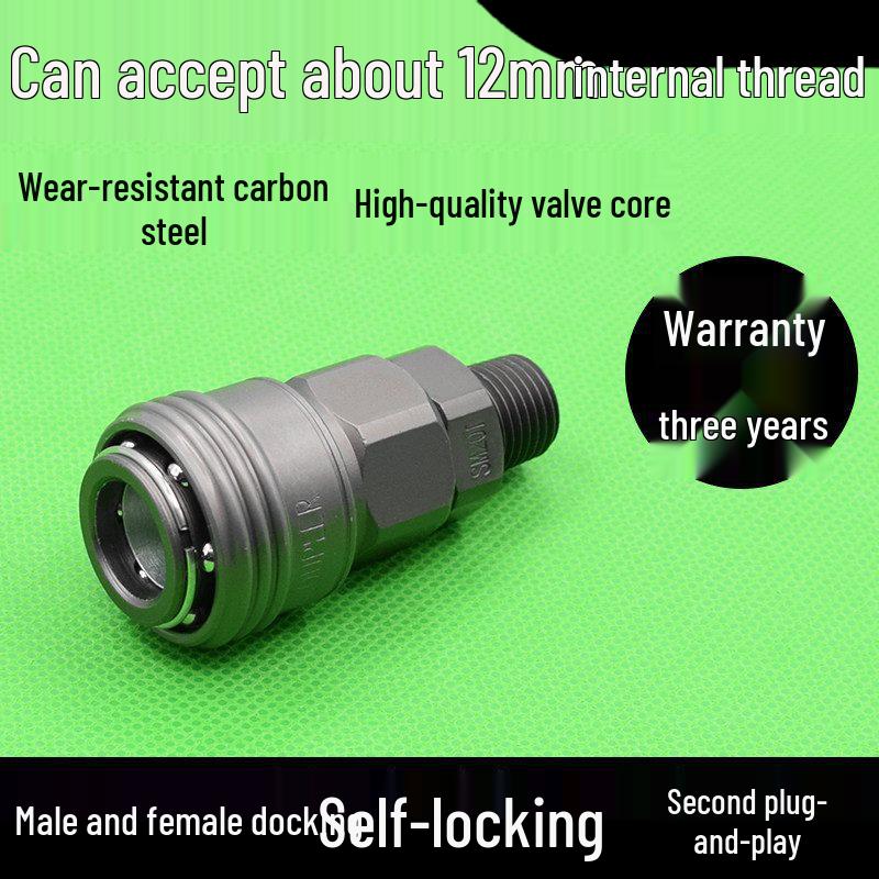 Black Gold Steel C-Type Self-Locking Pneumatic Quick Connector for Male/Female Air Compressor Ports