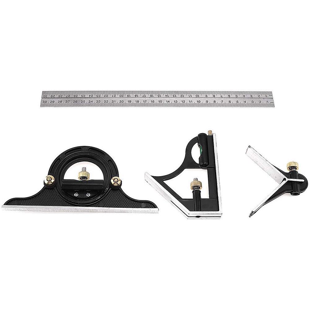 Square Angle Ruler Stainless Steel Adjustable Sliding Combination Protractor Level Measuring Tool for Woodworking