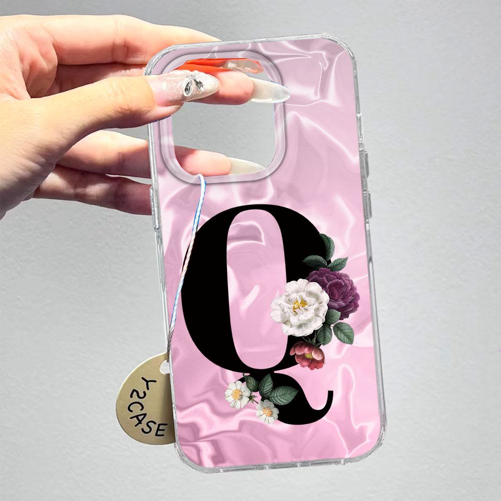 A-Z Черная Буква Пион Цветок Противоударный Чехол для Телефона Для Xiaomi Redmi A5 A3 A4 A1 A2 9A 9C 9 10 Силиконовый Парный Чехол Задняя Крышка