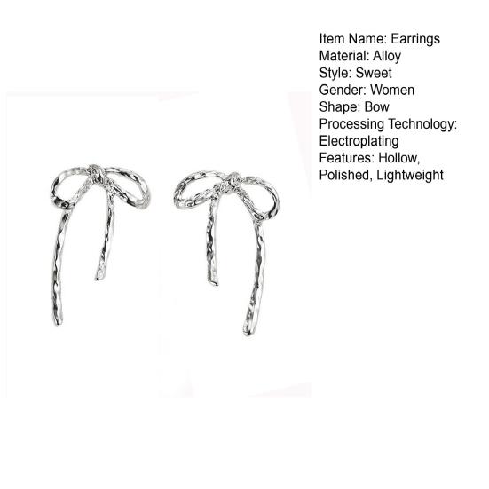 1 пара женских серег неправильной формы с бантиком, винтажные серьги-гвоздики из гальванического сплава для женщин, серьги-гвоздики для выпускного вечера, коктейльные вечеринки, повседневные серьги-гвоздики