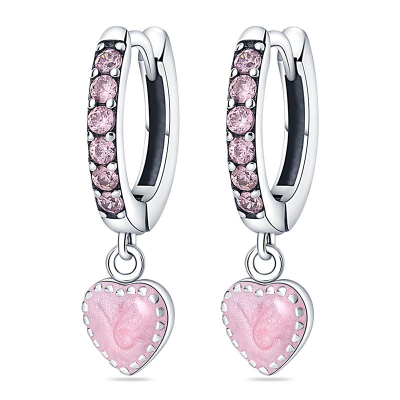 Orstarry 925 Silver Pink Sweet Bow Earrings Women Jewelry Trendy Drop Earrings Party Gift Anniversary