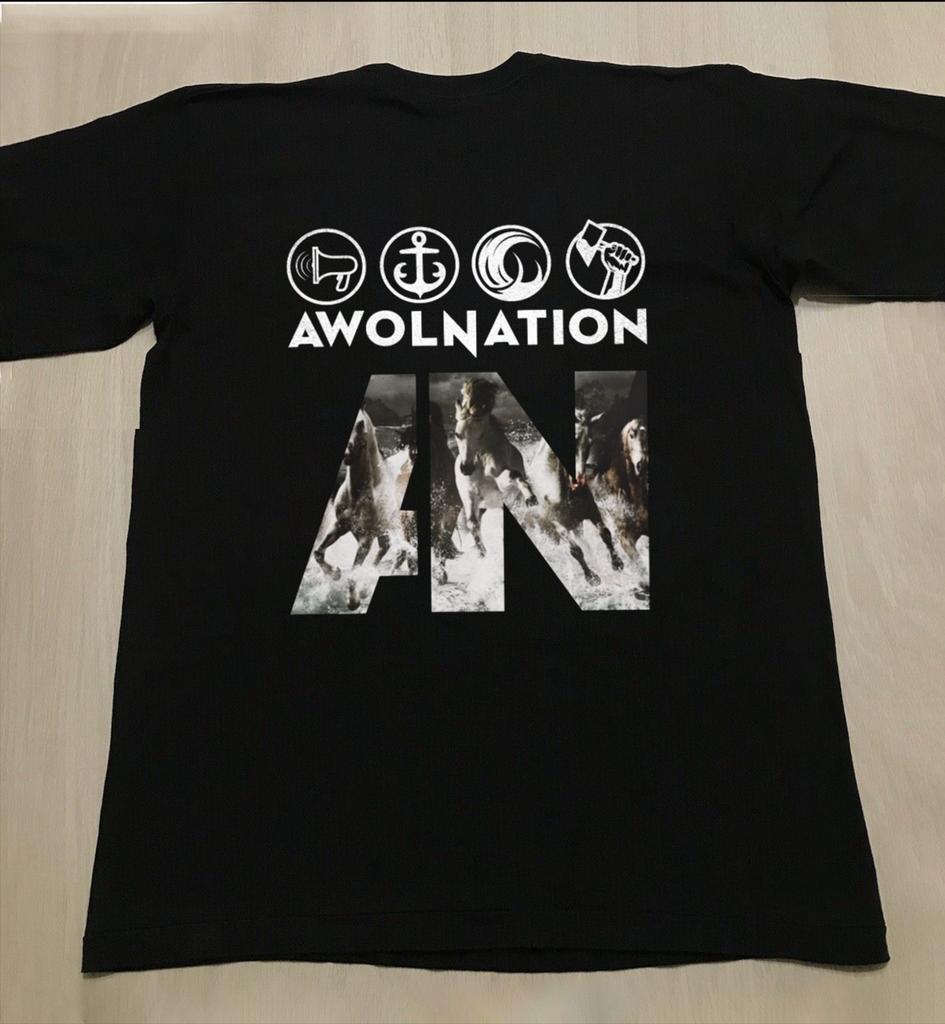 Футболка унисекс Awolnation Band Run Album Черная Хлопковая Все Размеры UU481