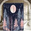 1 шт. Шторка для душа «Лес в лунном свете» с дизайном «Пейзаж с деревьями», Добавляет загадочную атмосферу в вашу ванную комнату, 70. 8x70. 8 дюймов