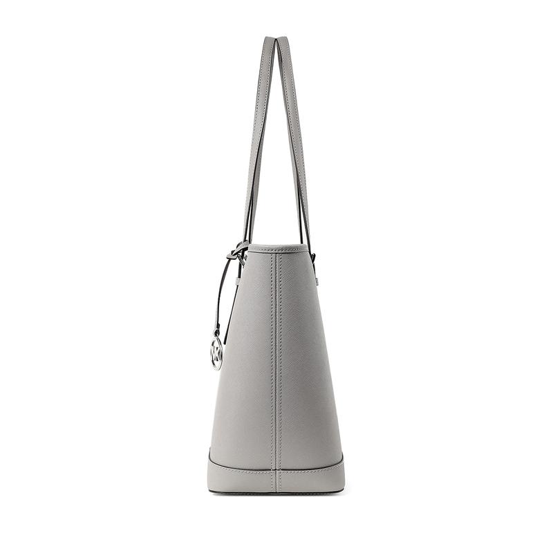 MICHAEL KORS Jet Set Travel Letter Logo Pendant Artificial Leather Tote Bag Tote Bag Shopping Bag Shoulder Handbag Large Women's Pearl Gray