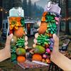 1PC Mixed Color Succulent Plant Cluster Print 750ml Color Plastic Sports Water Bottle Leakproof Flip Straw Lid Suitable for Sports Office Home Use