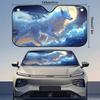 1Pcs Fantasy Wolf Car Windshield Sun Shade, Vibrant Design, For Rvs And Suvs