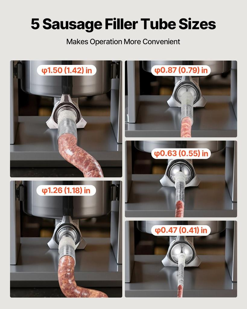 Manual Sausage Stuffer, 11 LBS / 5 L Vertical Meat Stuffer, Dual-Speed Sausage Casing Meat Filling Machine, Stainless Steel Heavy Duty Filler with 5