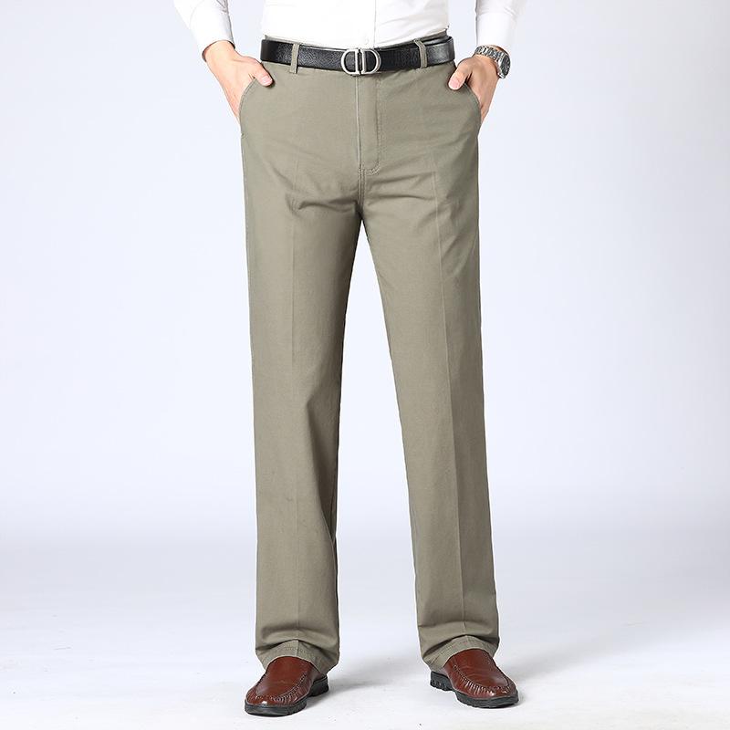 Men's Thin Casual Suit Pants Cotton Classic Business Fashion Stretch Loose Trousers Male Brand Clothes