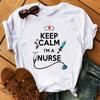 Women T-Shirt Keep Calm Funny Nurse T-Shirt Summer Nurse Graphic Printed Tops Casual Ladies Tee Harajuku Girl T-Shirts