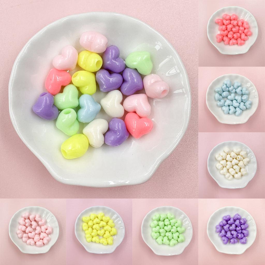 10*11.5mm 20PCS Bracelets Solid Color Fashion Heart Loose Beads for Jewelry Making DIY Necklace Accessories Acrylic Handmade Material Accessories