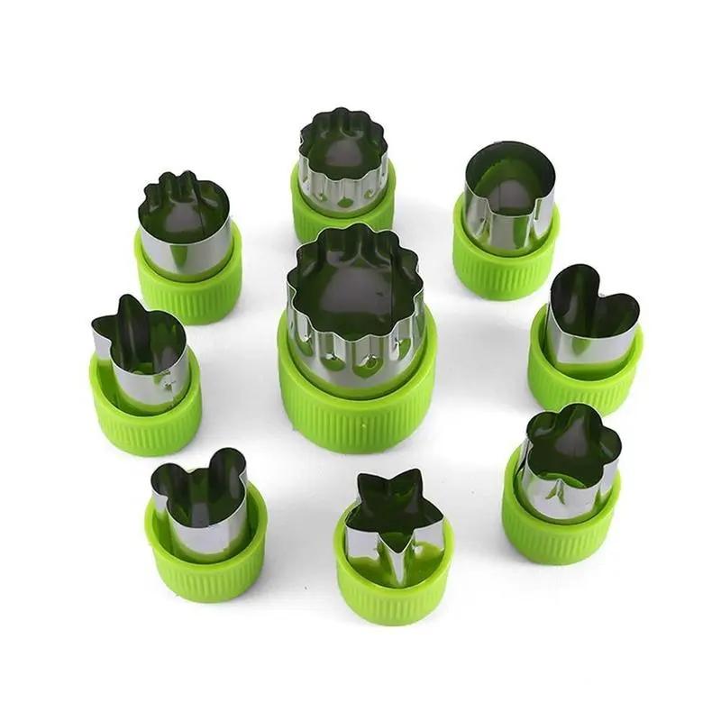 12pcs/set Vegetable Fruit Cutter Stainless Steel Flowers Cartoon Shape Mold Cake Biscuit Cutting Mold Kitchen Cookie Cutter Tool