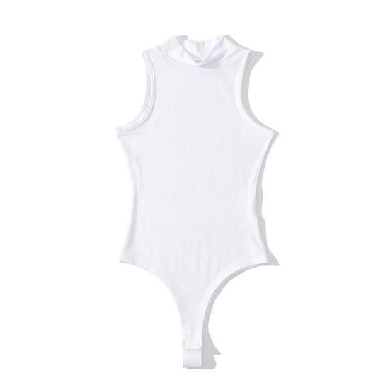 Women Sexy Bodysuit Sleeveless Half Turtleneck Bodysuit Summer Slim Fit One-Piece Vest Solid Color Bottoming Shirt Romper