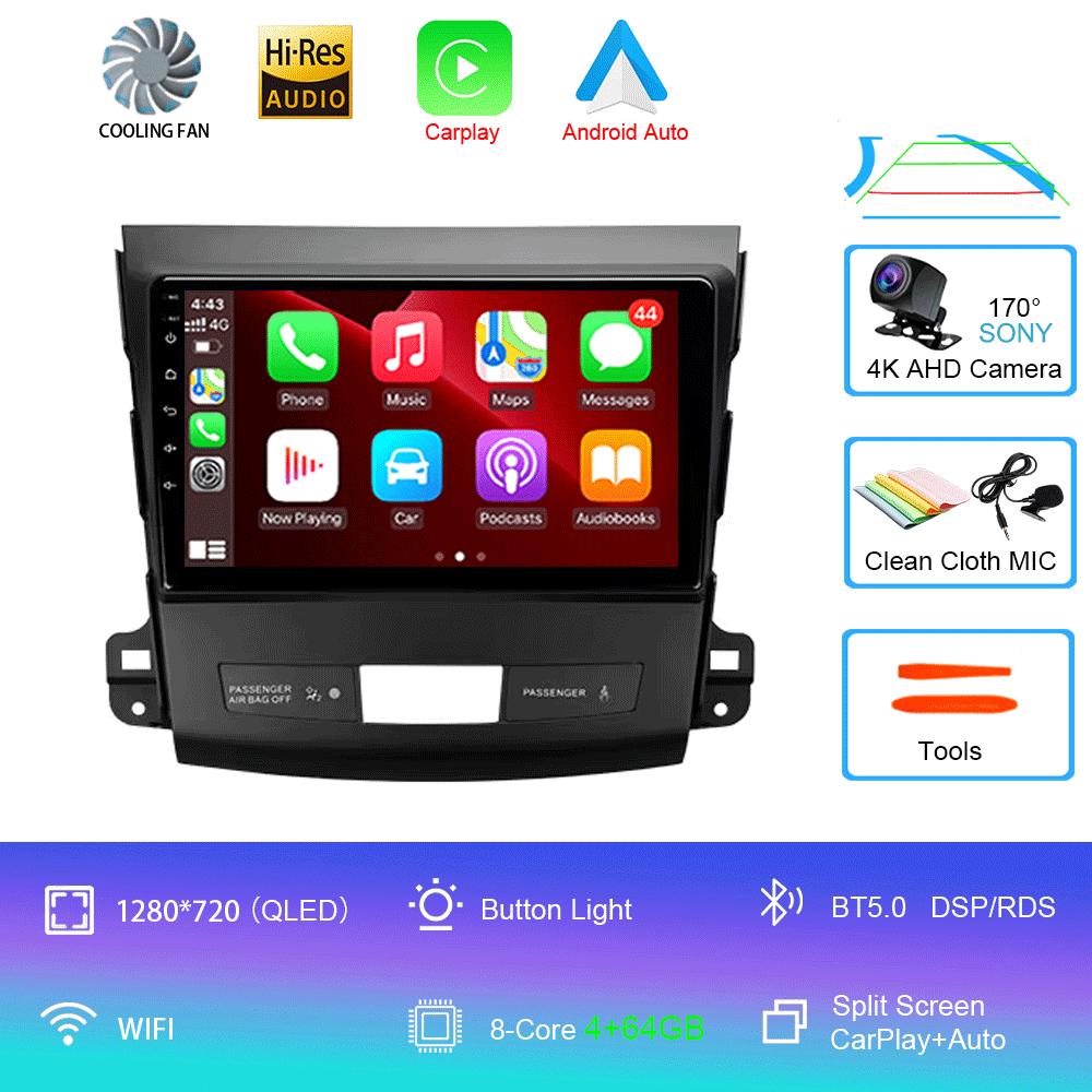 Автомобильное радио Android 14 Carplay для Mitsubishi Outlander 2006-2011 Peugeot 4007 Citroen C-Crosser GPS мультимедийный плеер стерео 2din