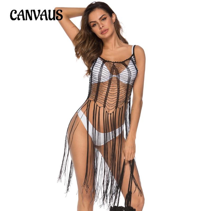 Женская рубашка, связанная крючком из бисера, ажурное платье с бретелькой на бретельках, длинная полуюбка с кисточками и бисером, пляжное накидка