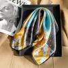 Spring New Chinese Plain Crepe Satin Printed Silk Scarf Women's Elegant Versatile Mulberry Silk Small Square Scarf
