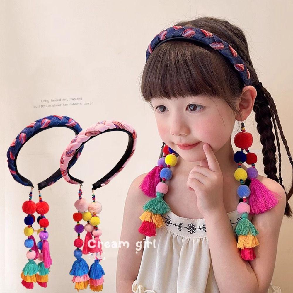 Ретро Этнический Стиль Повязка на Голову Экзотические Бохо Повязки на Голову Винтажные Кисточки Повязка на Волосы для Детей