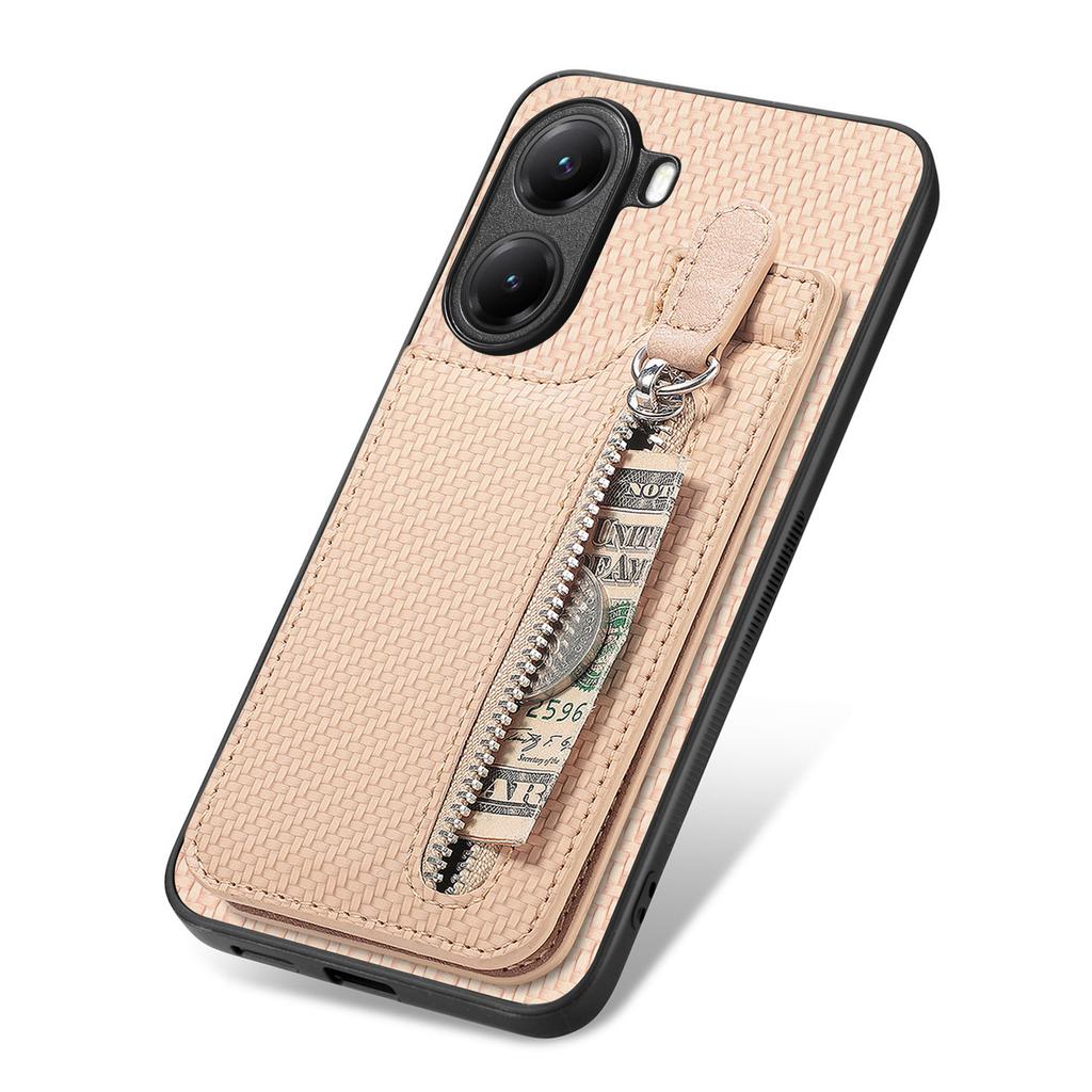 Чехол для Xiaomi Poco X7 Pro 5G / Xiaomi Redmi Turbo 4 5G, кожаная задняя крышка телефона с молнией, держателем для карт, подставкой