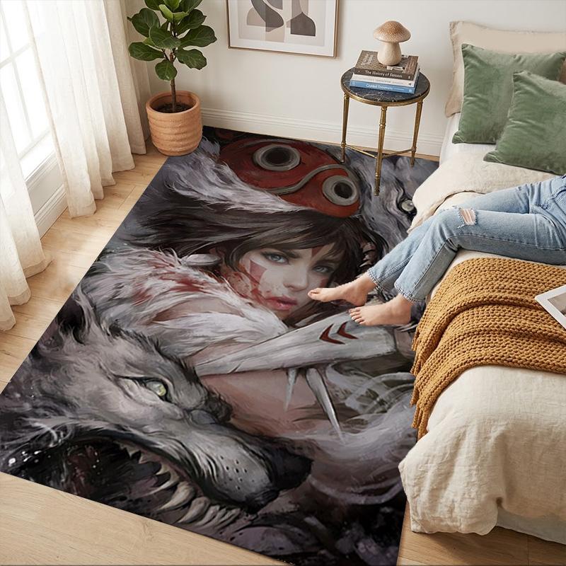 Wolf Princess Living Room Nonslip Area Rug Soft Carpet For Bedroom Game Playroom Sofa Office Home Decor Doormat Christmas Gift C93046