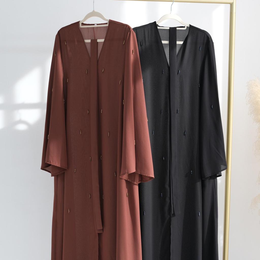 Кардиган-халат из лории, расшитый вручную бисером, Турция, LR959, на пуговицах