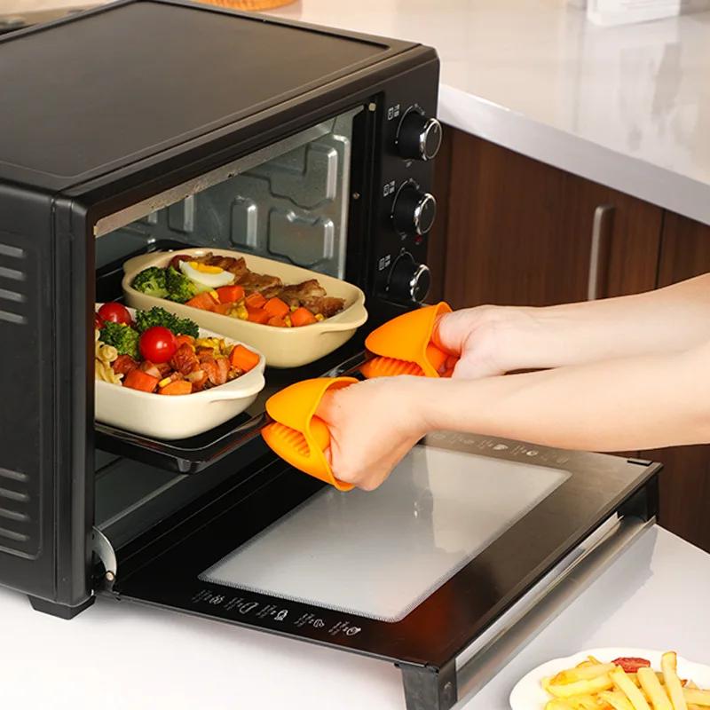 Утолщенные силиконовые термостойкие перчатки Нескользящие прихватки Варежки для духовки Микроволновые кухонные перчатки для выпечки и приготовления пищи