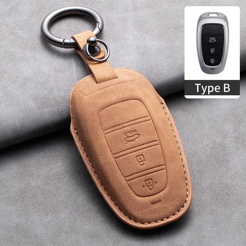 Leather Car Key Case Cover Shell For Hyundai Grand Santa Fe 3 DM I30 IX35 Ix45 Encino KONA Solaris Azera Grandeur Creta 2 Kona