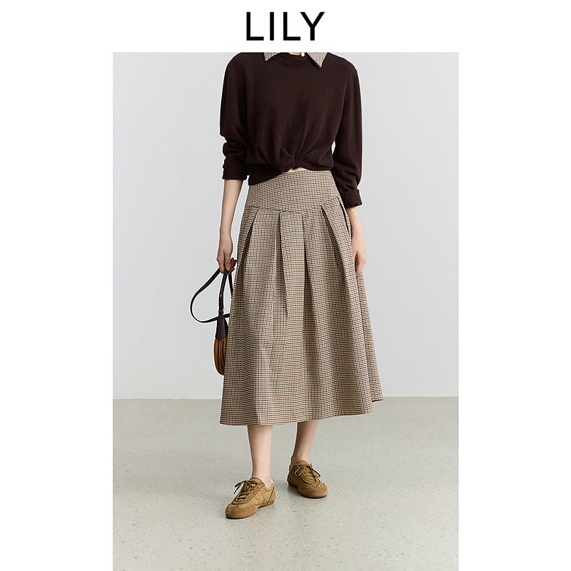 LILY Plaid Knee-Length Skirt