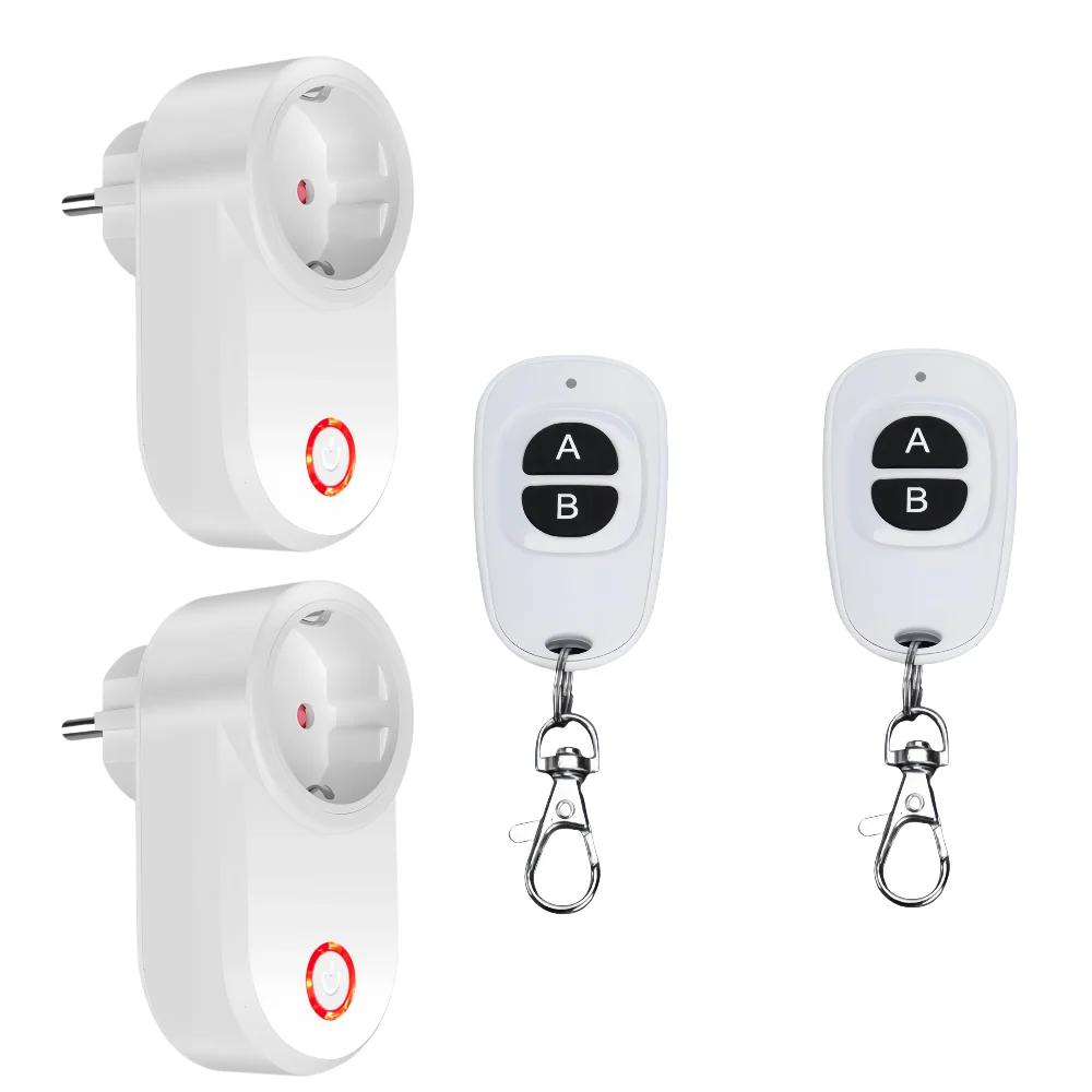 Беспроводная умная розетка 433 МГц, розетка с дистанционным управлением, EU FR, водонепроницаемая, пульт ДУ, 15 А, 110 В, 220 В, RF-вилка для бытовой техники, лампы, ВКЛ/ВЫКЛ